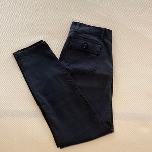 CAbi Black Vintage Skinny Cargo Jeans Patch Button Pockets Size 2 EUC